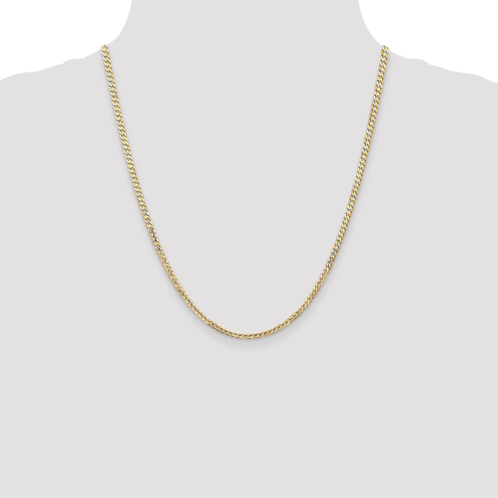 14k 3mm Open Concave Curb Chain