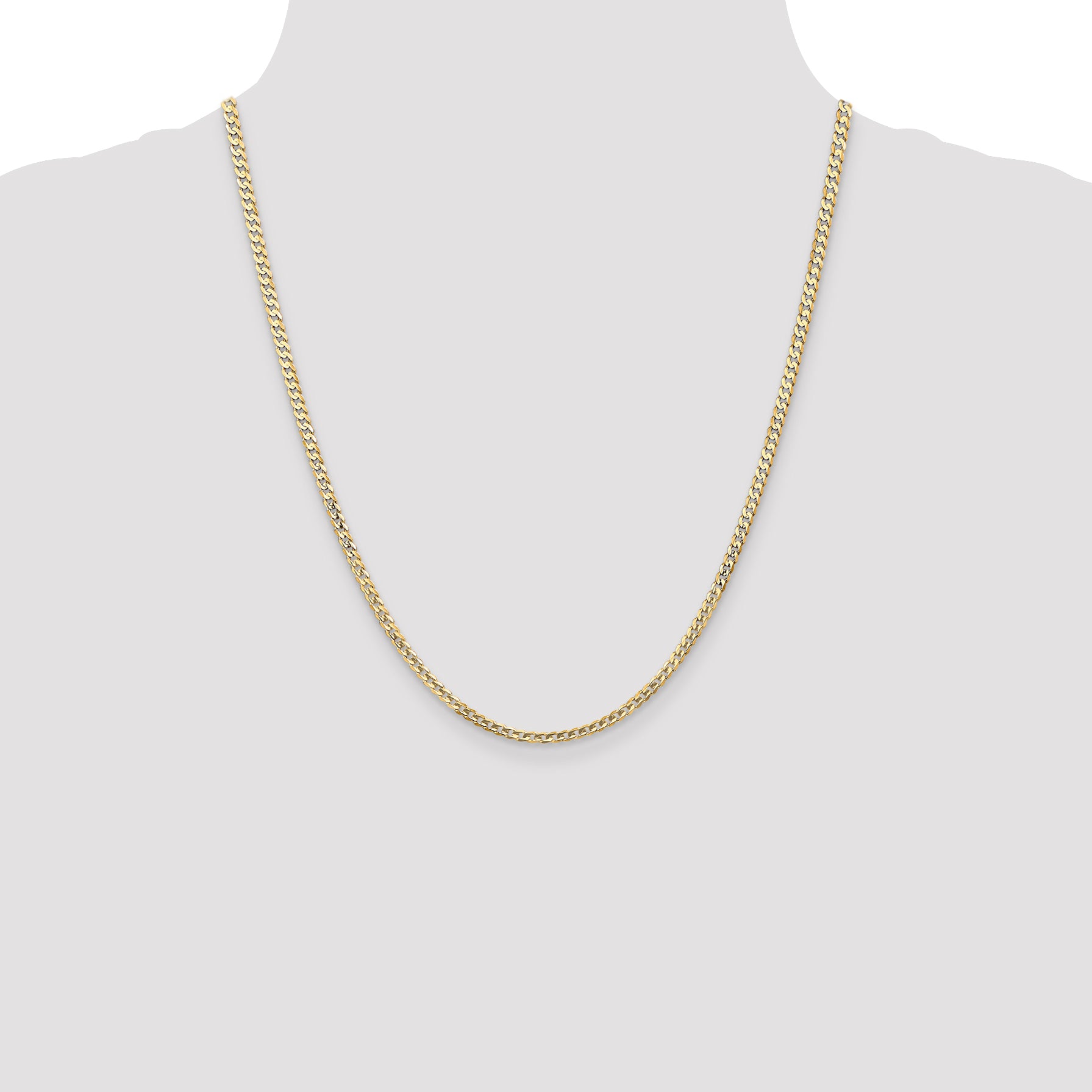 14k 3mm Open Concave Curb Chain