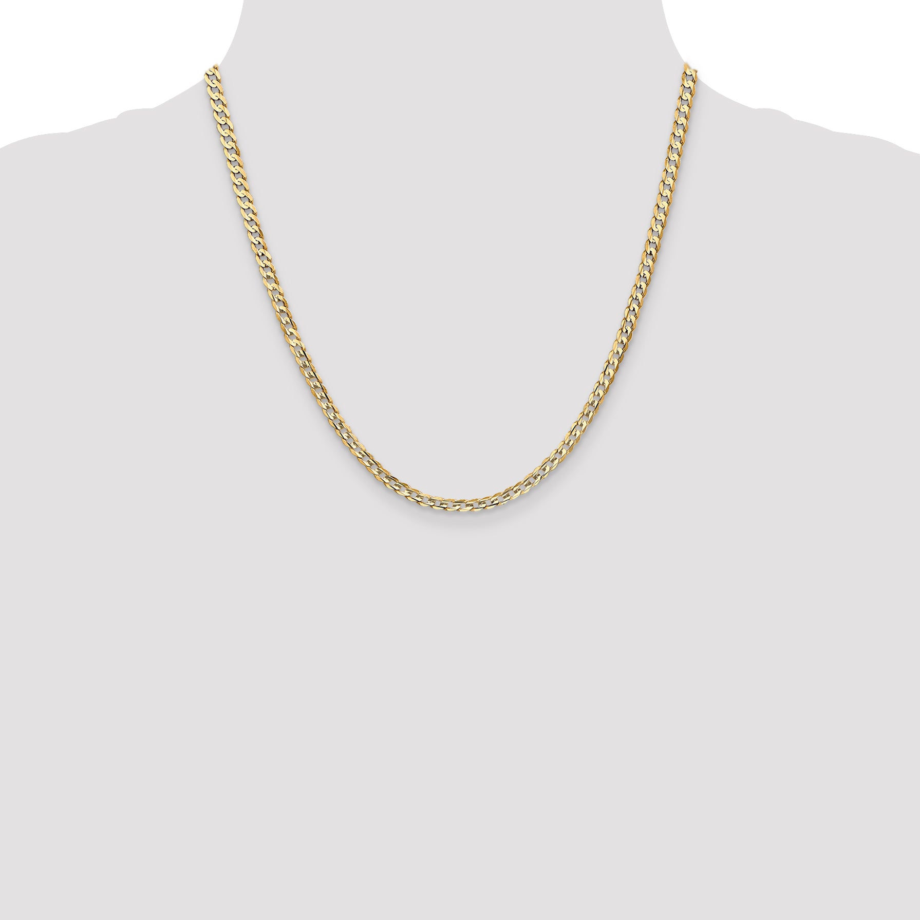 14k 3.8mm Open Concave Curb Chain