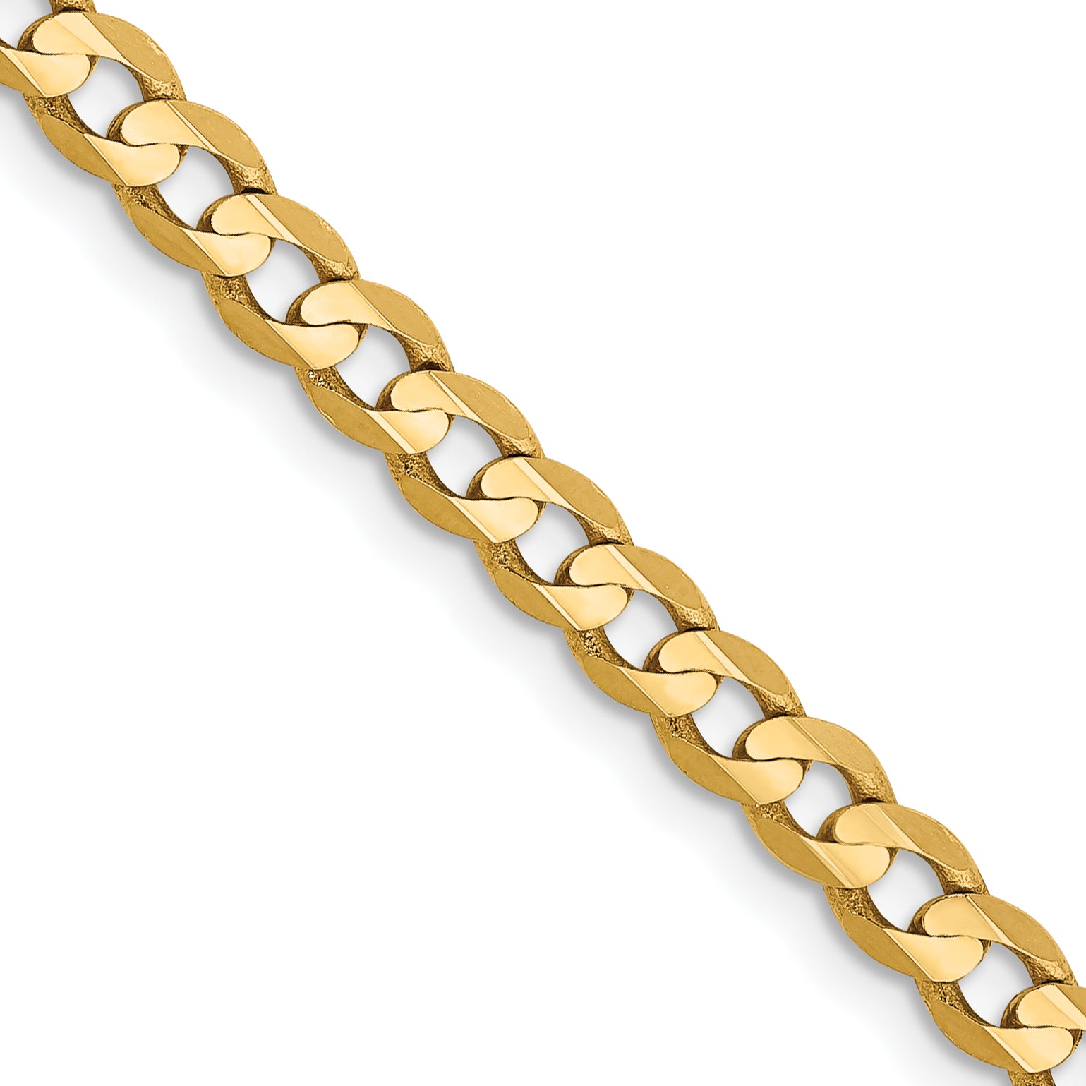 3.8mm 14K Yellow Gold Open Concave Curb Chain - Sophia Jewelers