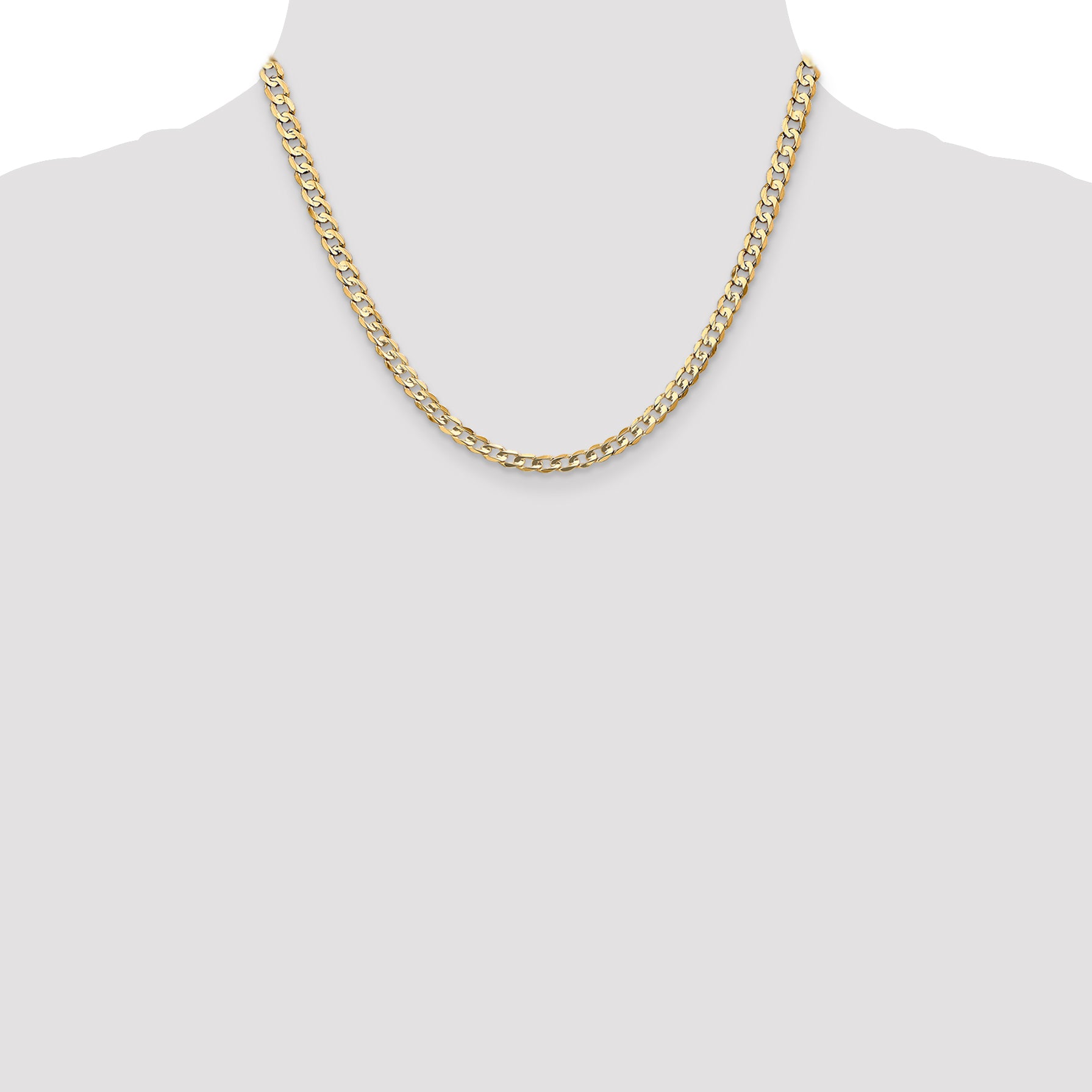 4.5mm 14K Yellow Gold Open Concave Curb Chain - Sophia Jewelers
