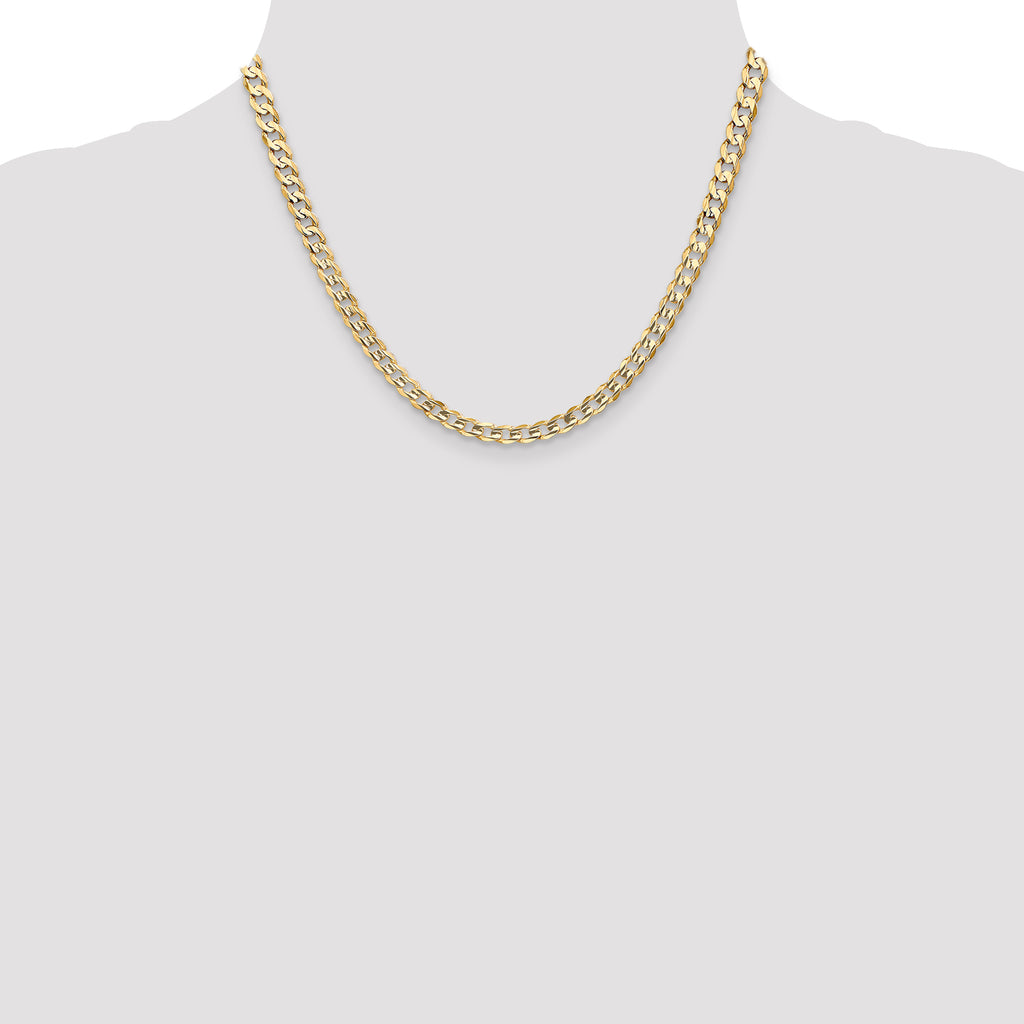5.25mm 14K Yellow Gold Open Concave Curb Chain - Sophia Jewelers