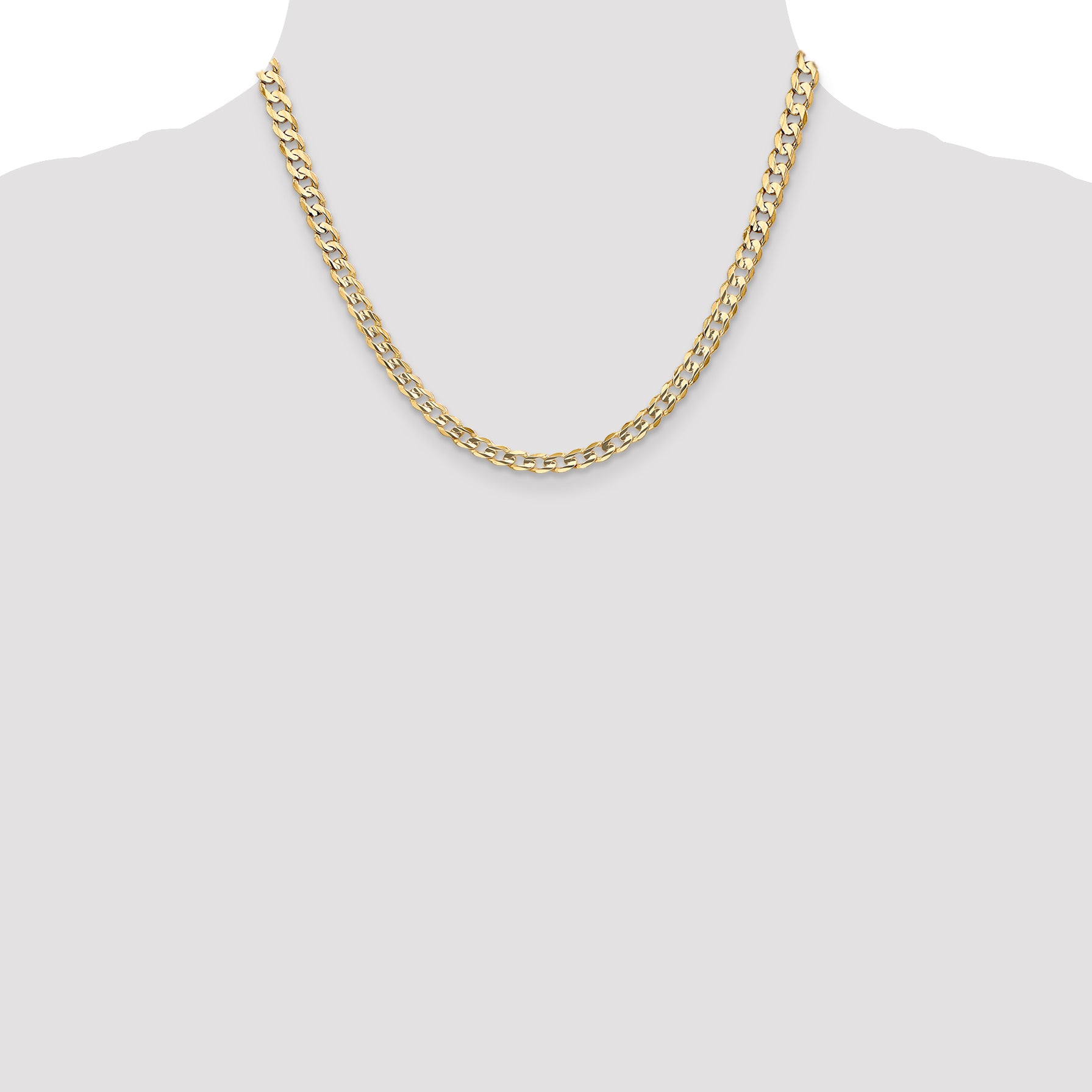 5.25mm 14K Yellow Gold Open Concave Curb Chain - Sophia Jewelers