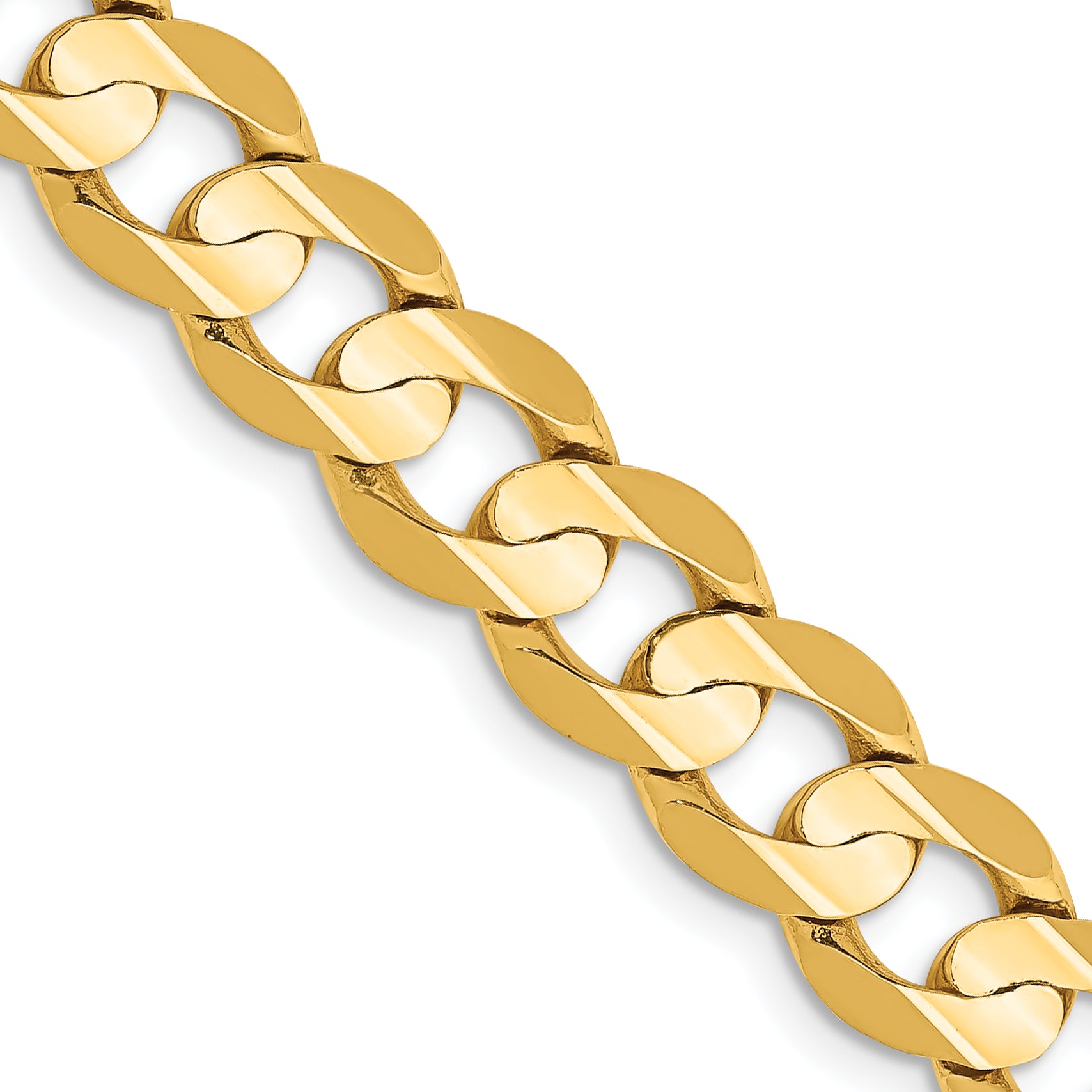 7.5mm 14K Yellow Gold Open Concave Curb Chain - Sophia Jewelers