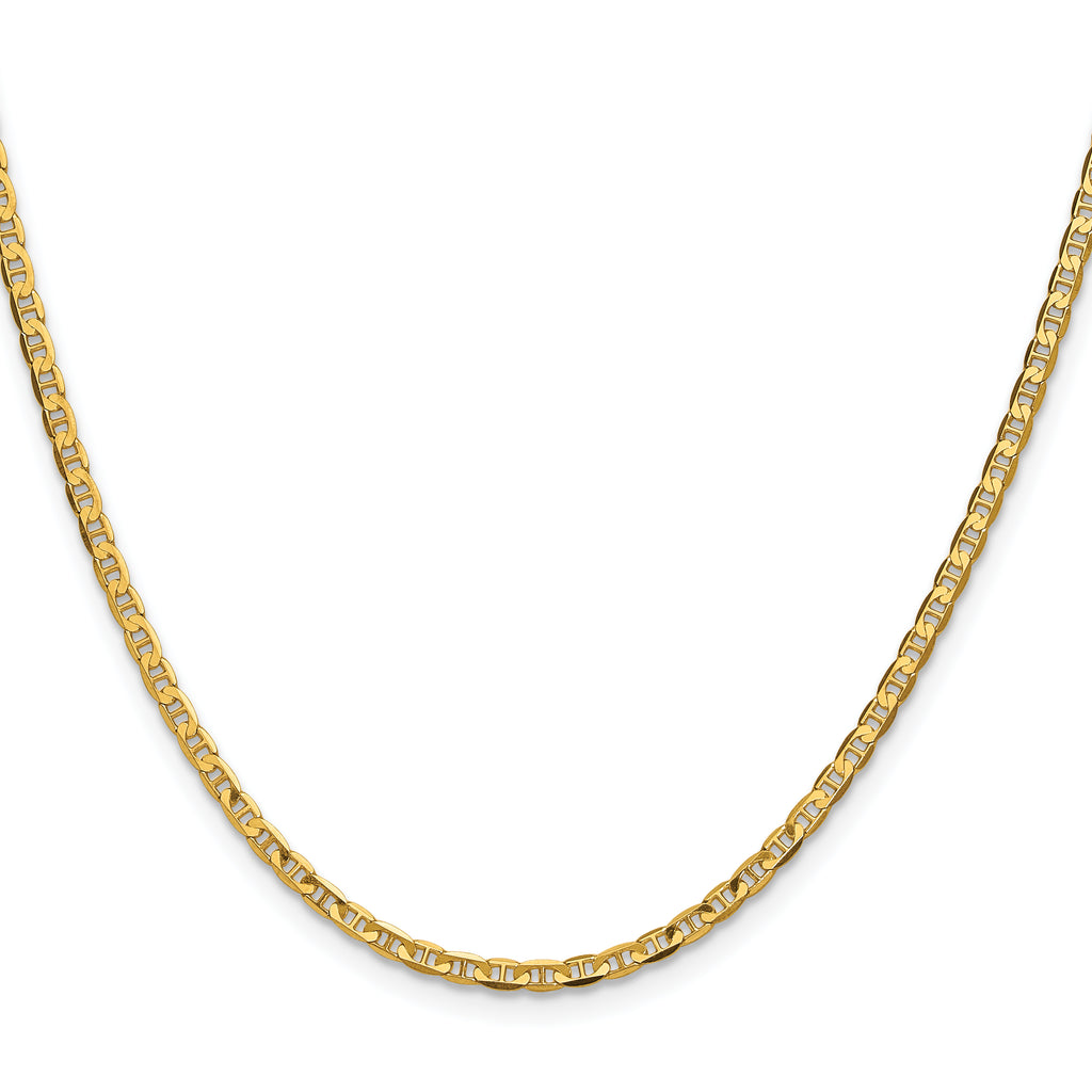 2.4mm 14K Yellow Gold Concave Anchor Chain - Sophia Jewelers