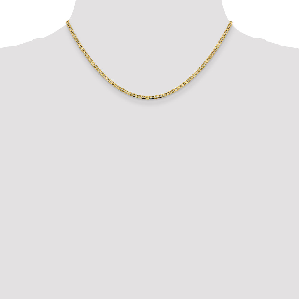 2.4mm 14K Yellow Gold Concave Anchor Chain - Sophia Jewelers