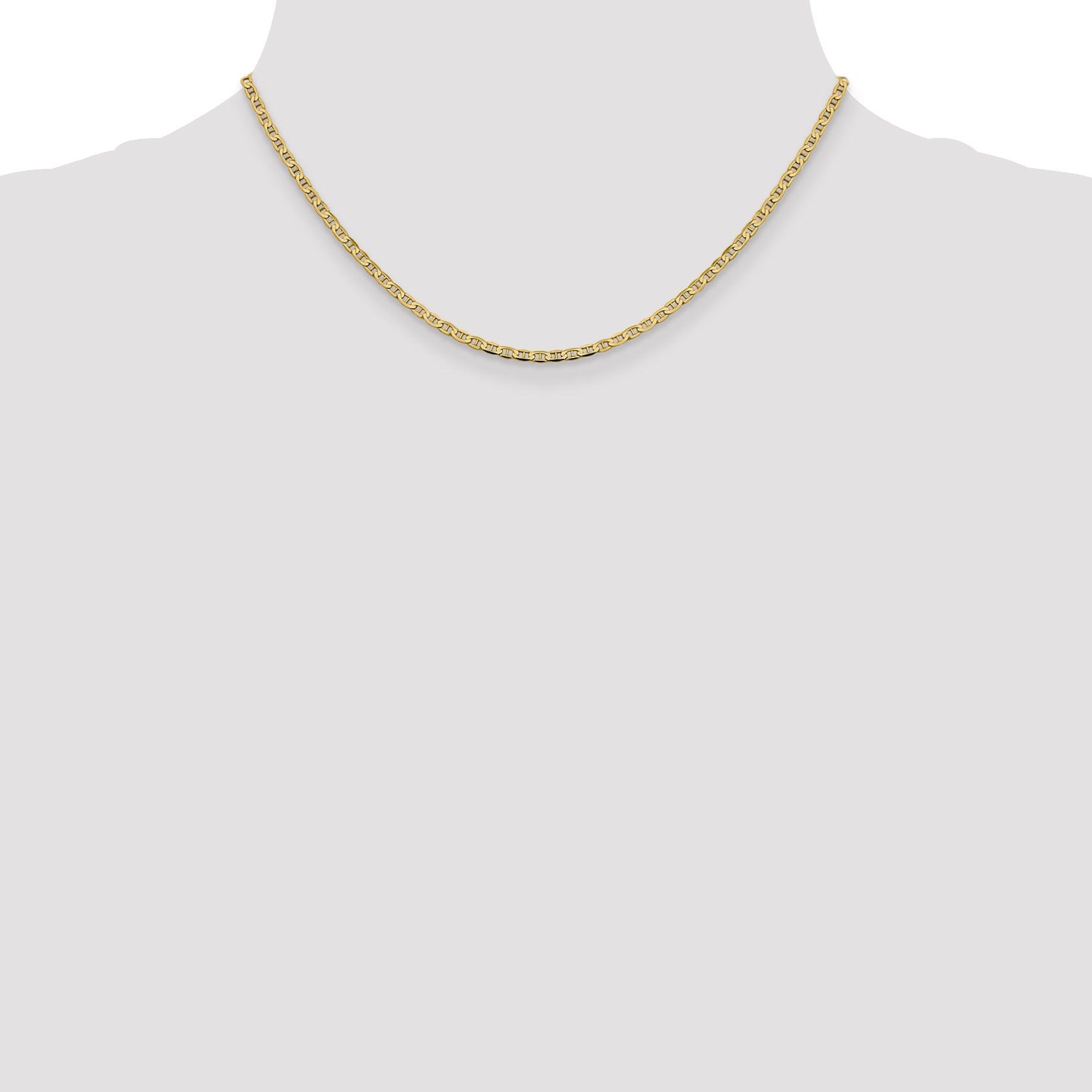 2.4mm 14K Yellow Gold Concave Anchor Chain - Sophia Jewelers