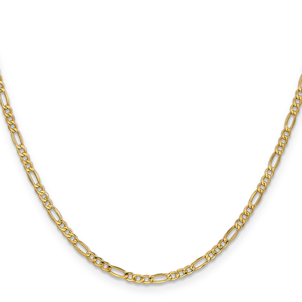 14k 2.5mm Semi-Solid Figaro Chain