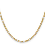 14k 2.5mm Semi-Solid Figaro Chain