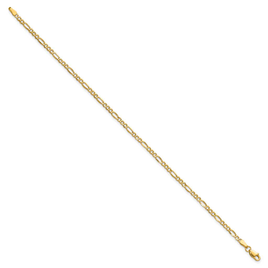 14k 2.5mm Semi-Solid Figaro Chain