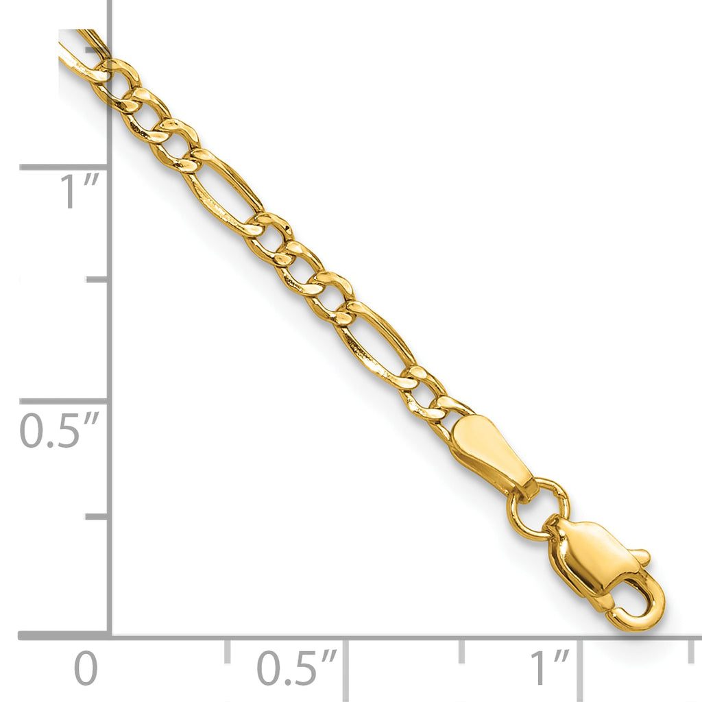 14k 2.5mm Semi-Solid Figaro Chain