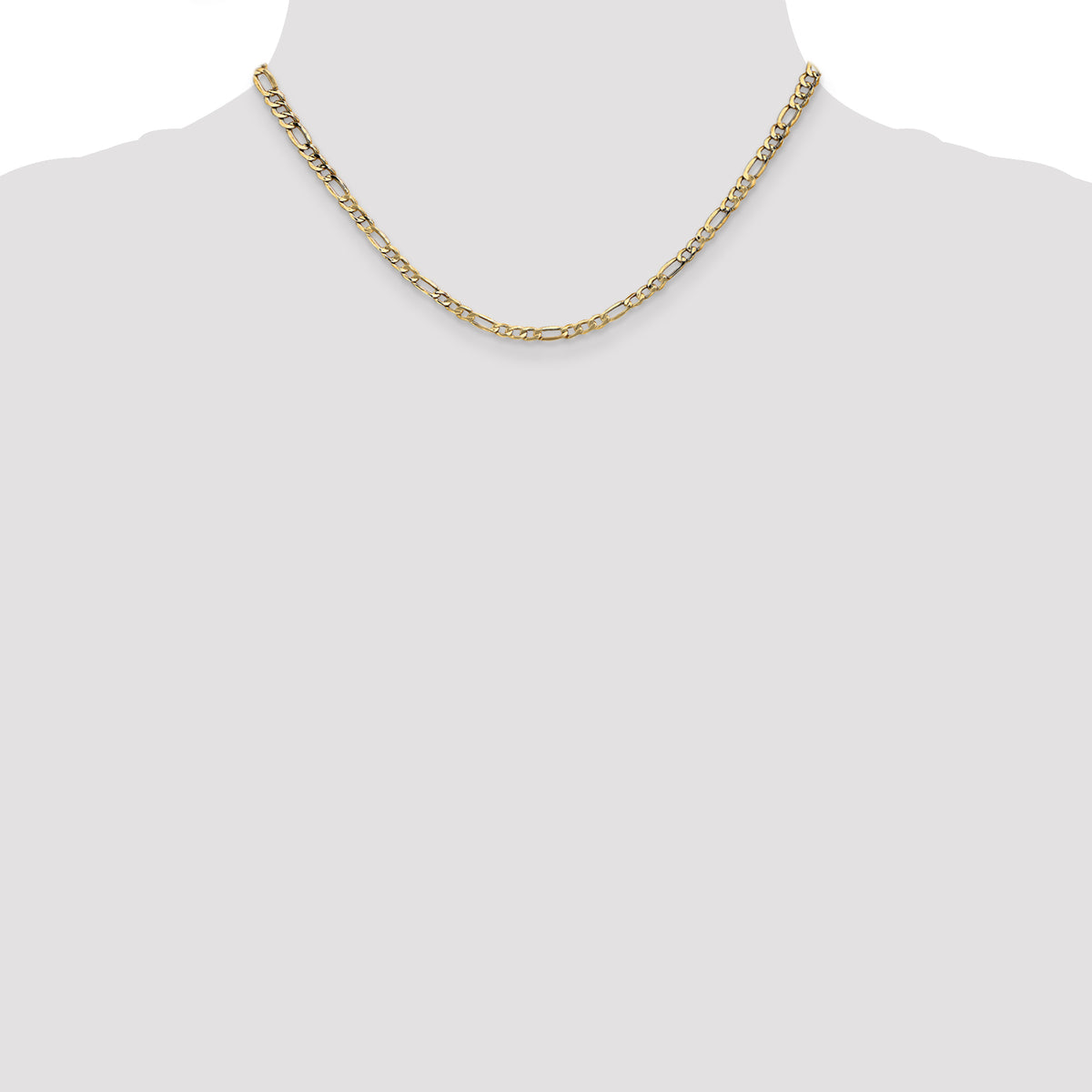 14k 3.5mm Semi-Solid Figaro Chain