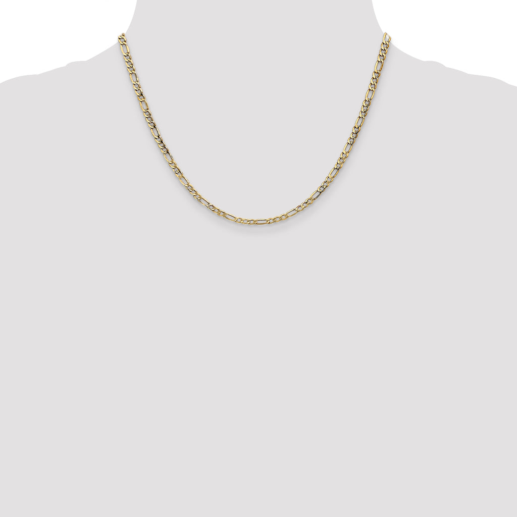 14k 3.5mm Semi-Solid Figaro Chain