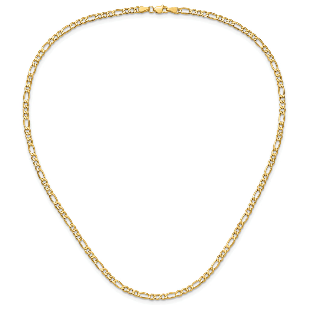 14k 3.5mm Semi-Solid Figaro Chain