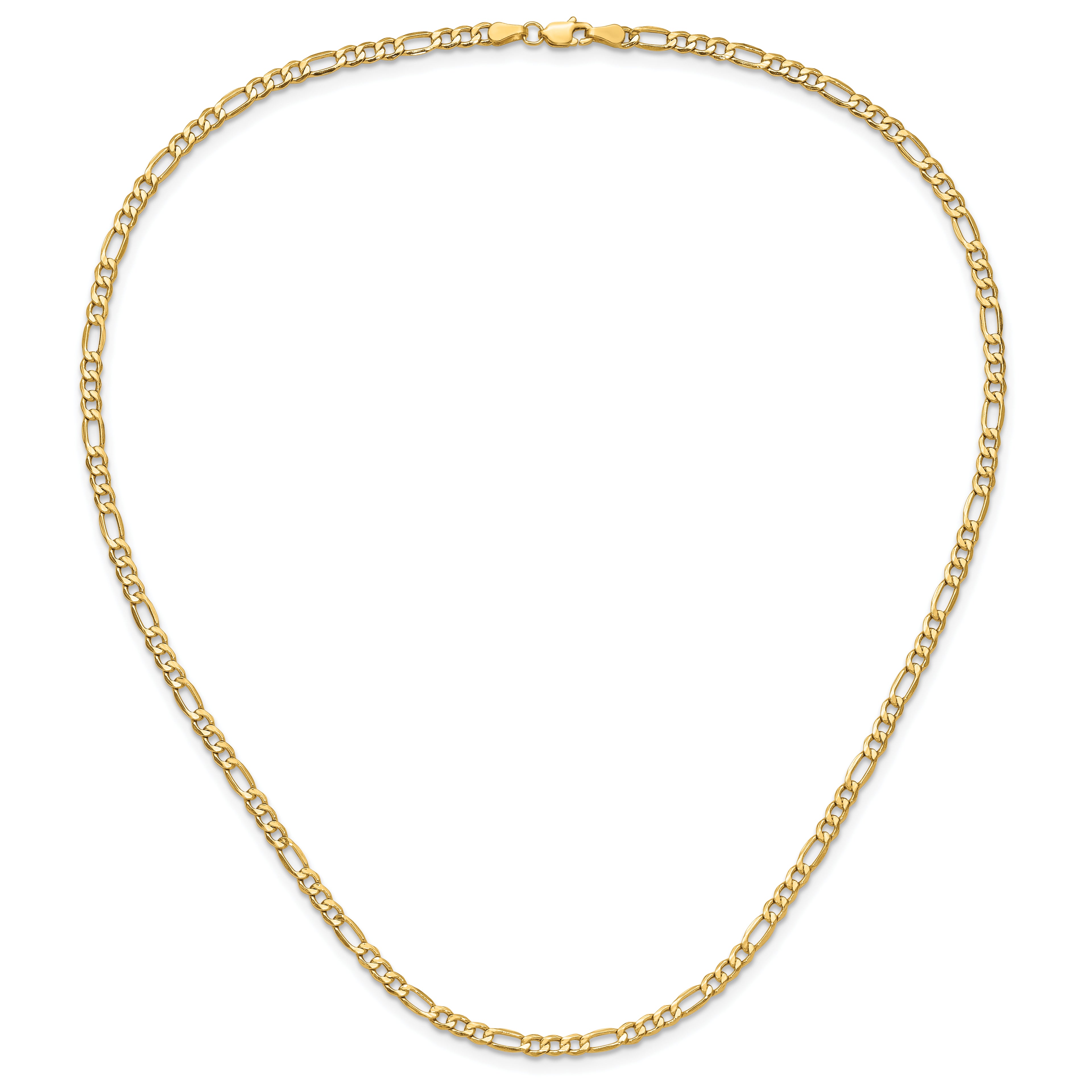 14k 3.5mm Semi-Solid Figaro Chain