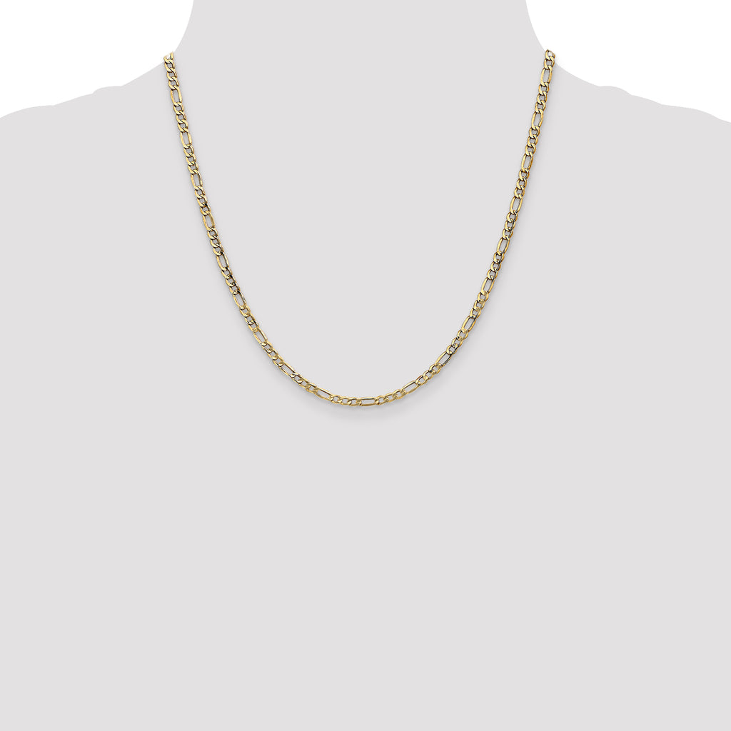 14k 3.5mm Semi-Solid Figaro Chain