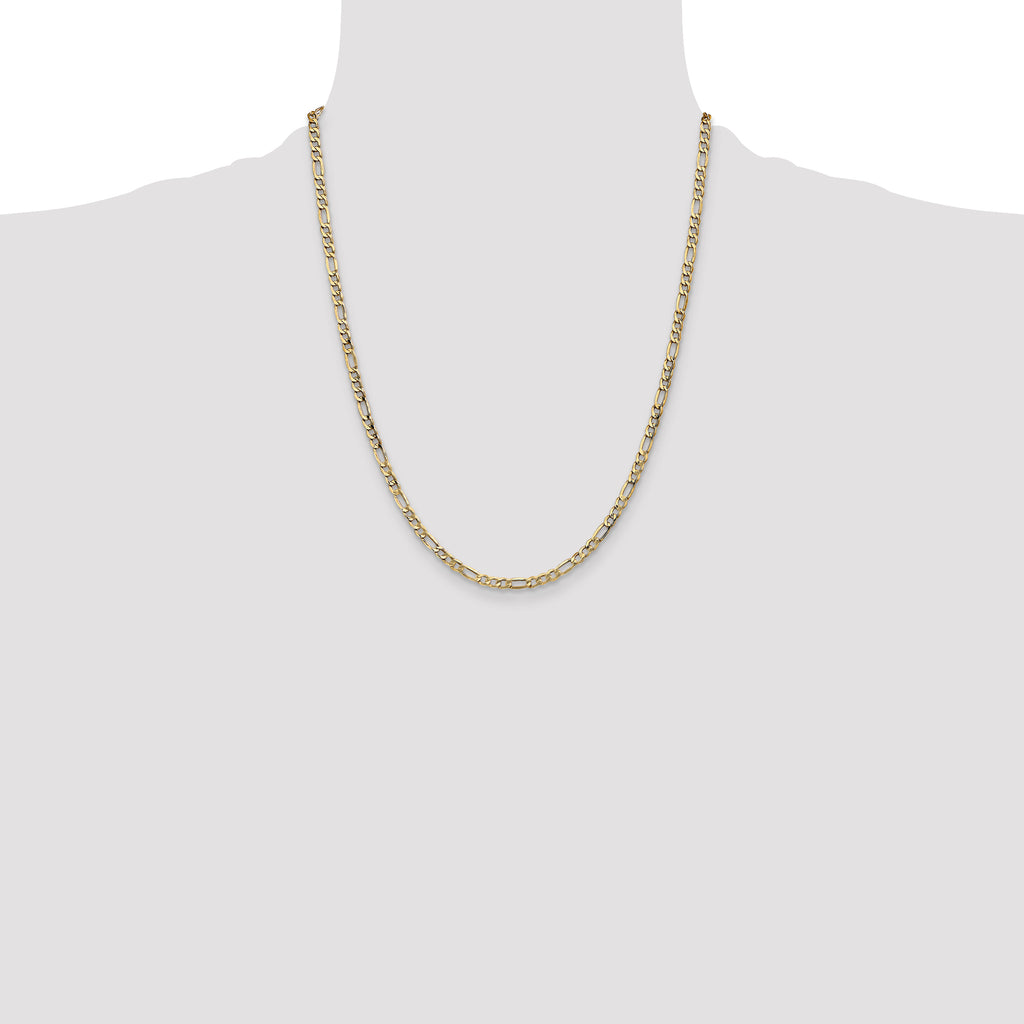 14k 3.5mm Semi-Solid Figaro Chain