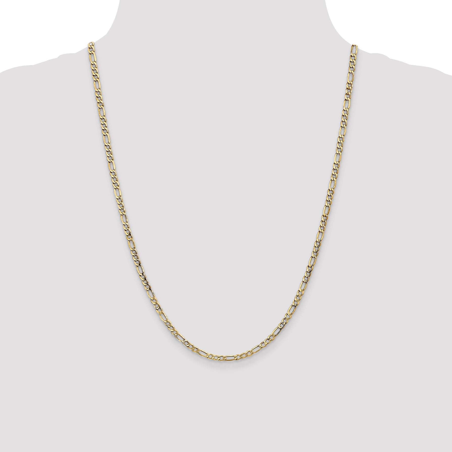 14k 3.5mm Semi-Solid Figaro Chain