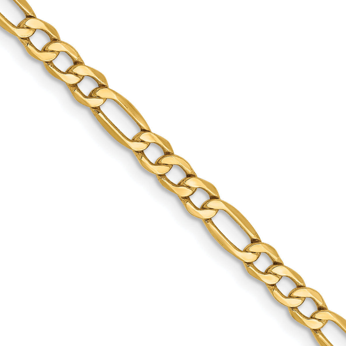 14k 3.5mm Semi-Solid Figaro Chain