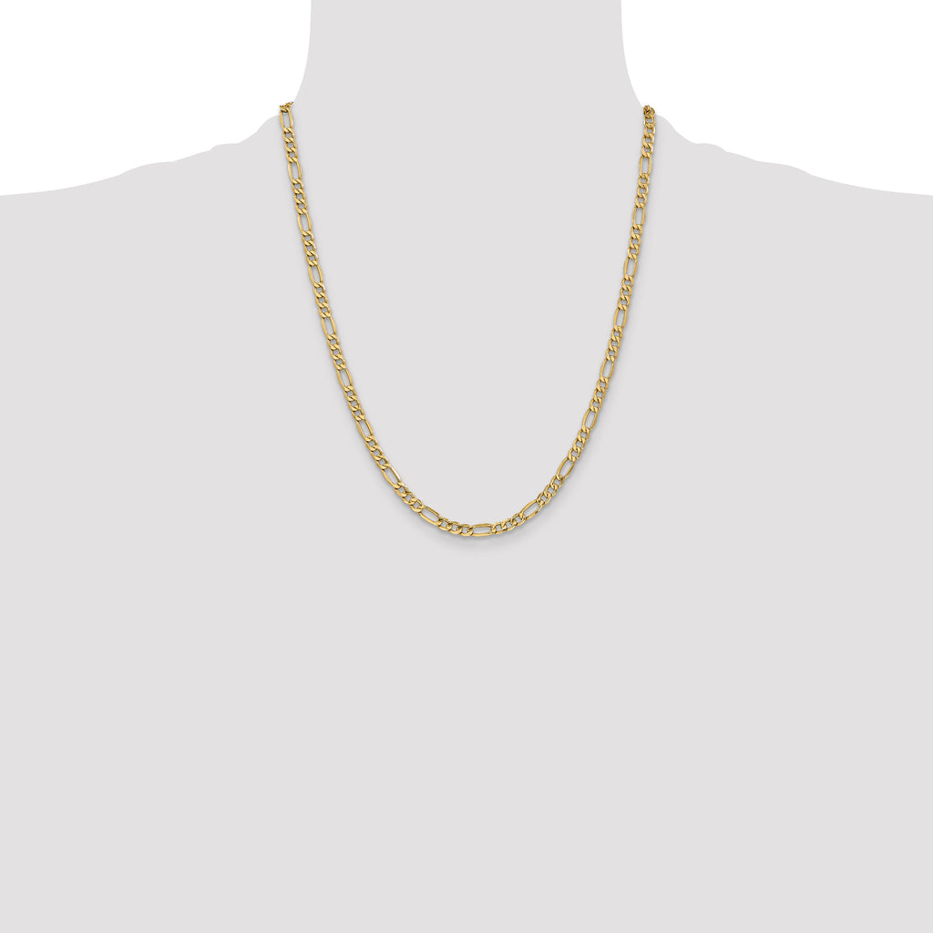 14k 4.2mm Semi-Solid Figaro Chain