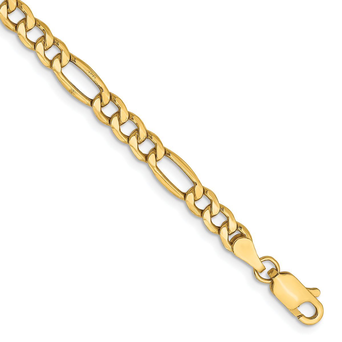 14k 4.2mm Semi-Solid Figaro Chain