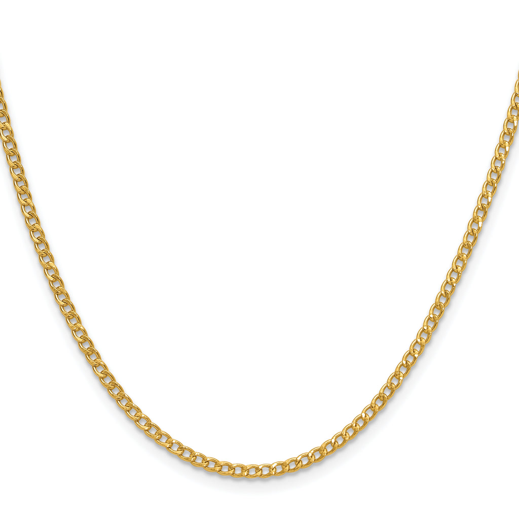 14k 2.5mm Semi-Solid Curb Chain