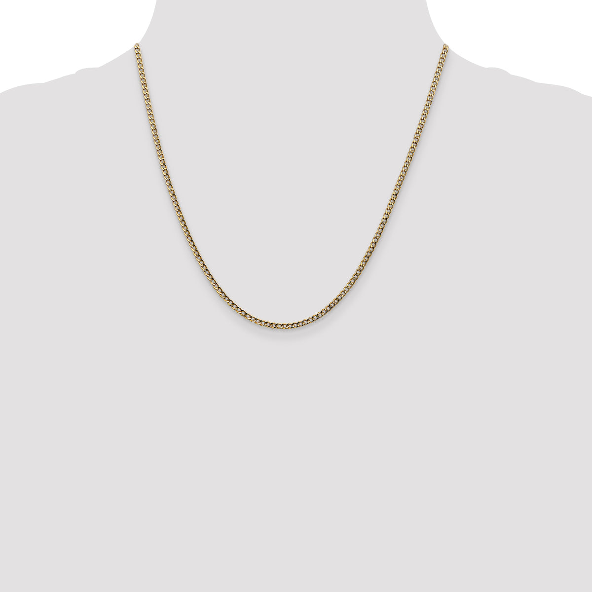 14k 2.5mm Semi-Solid Curb Chain
