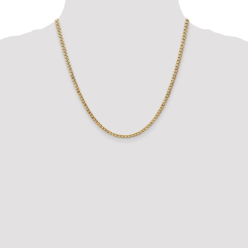 14k 3.35mm Semi-Solid Curb Chain