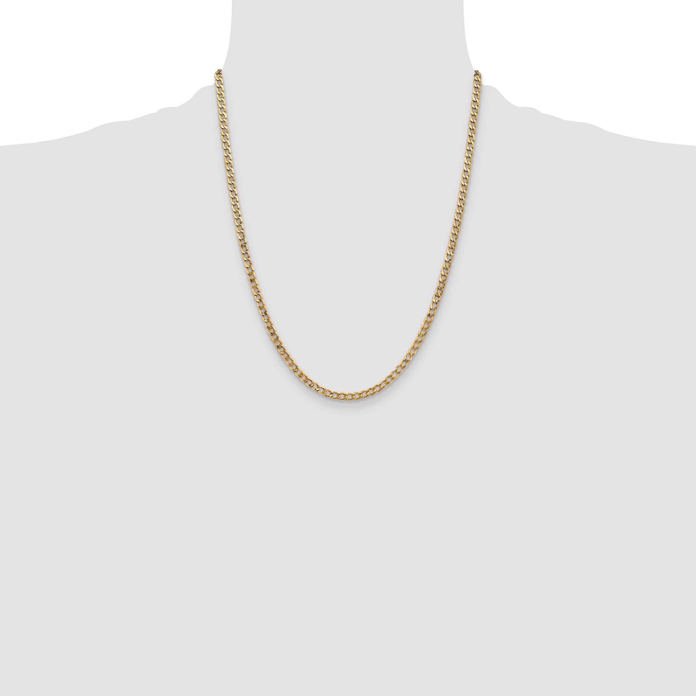 14k 3.35mm Semi-Solid Curb Chain