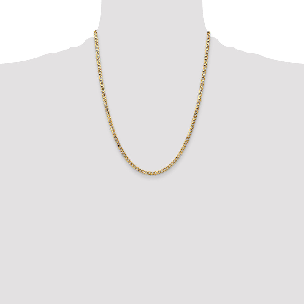 14k 3.35mm Semi-Solid Curb Chain