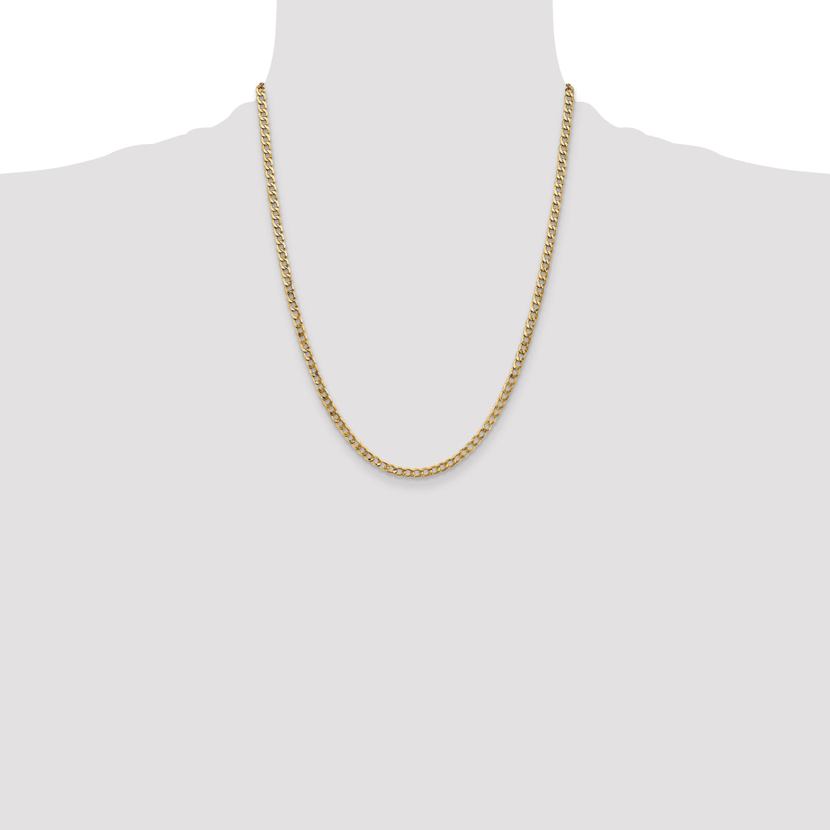 14k 3.35mm Semi-Solid Curb Chain