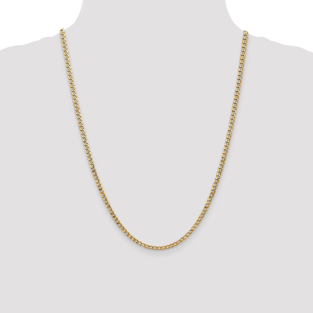 14k 3.35mm Semi-Solid Curb Chain