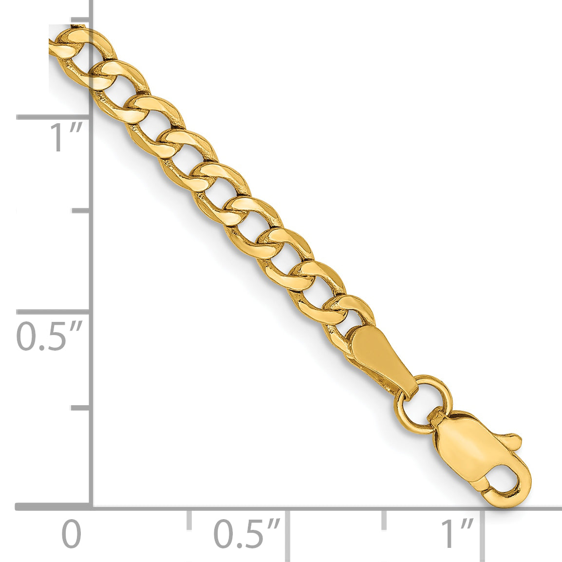 14k 3.35mm Semi-Solid Curb Chain