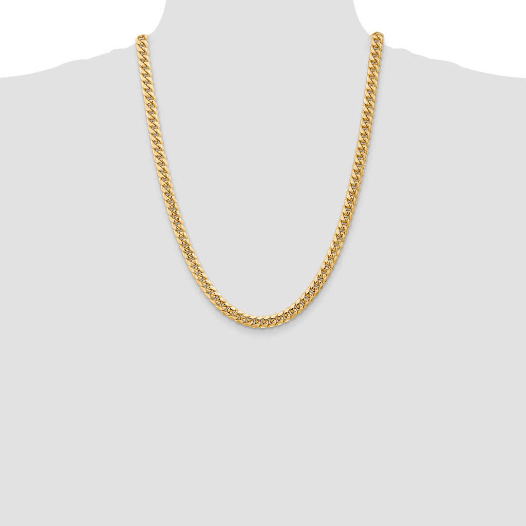 14k 6.75mm Semi-Solid Miami Cuban Chain