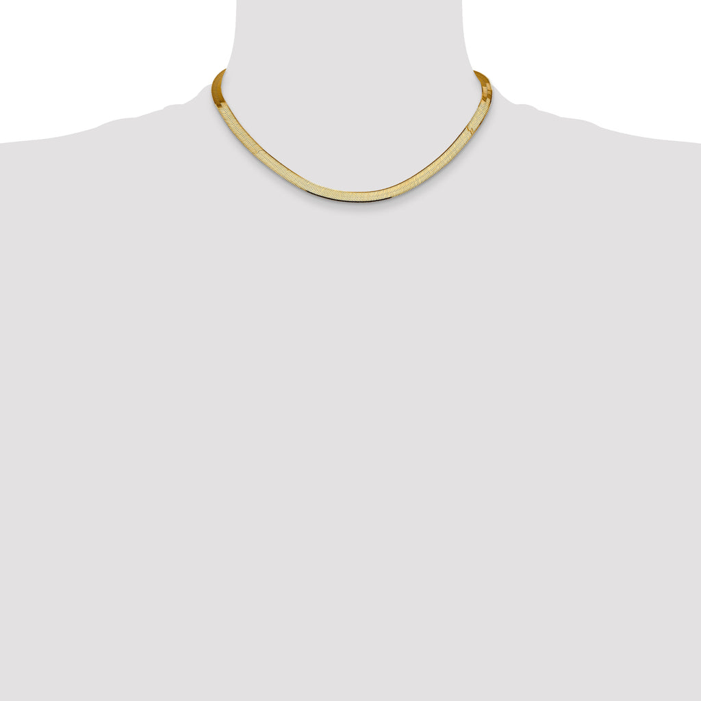 5.5mm 14K Yellow Gold Silky Herringbone Chain - Sophia Jewelers
