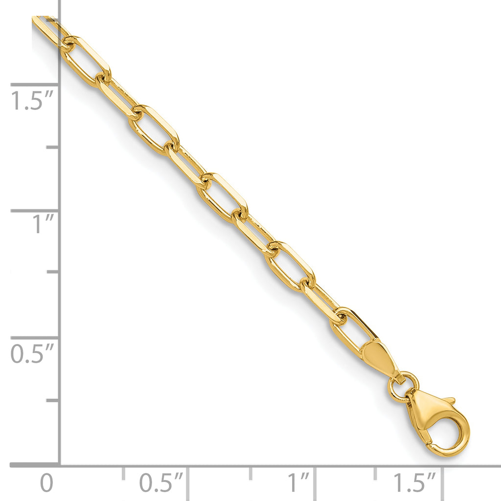 14k 3.0mm Solid Beveled D/C Paperclip Chain