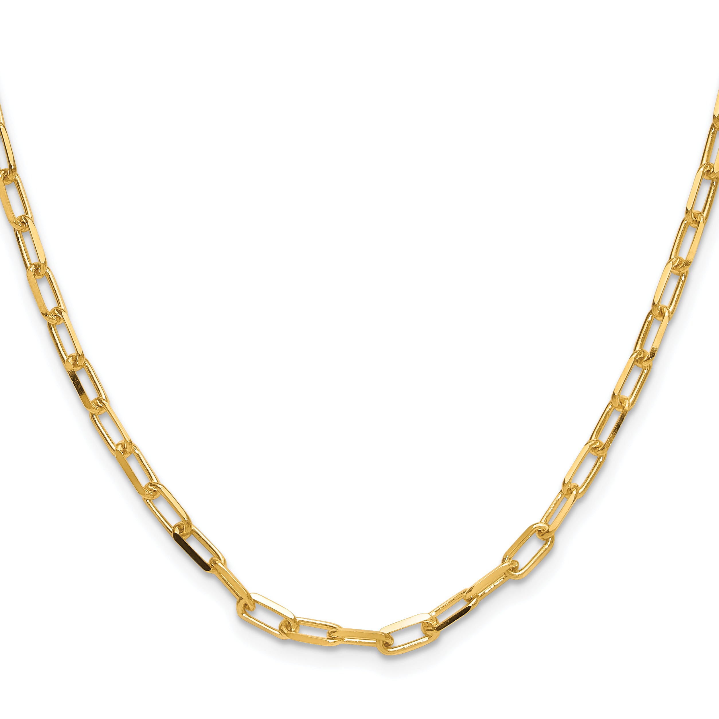 3.5mm 14K Yellow Gold Beveled D/C Paperclip Chain Secondary image