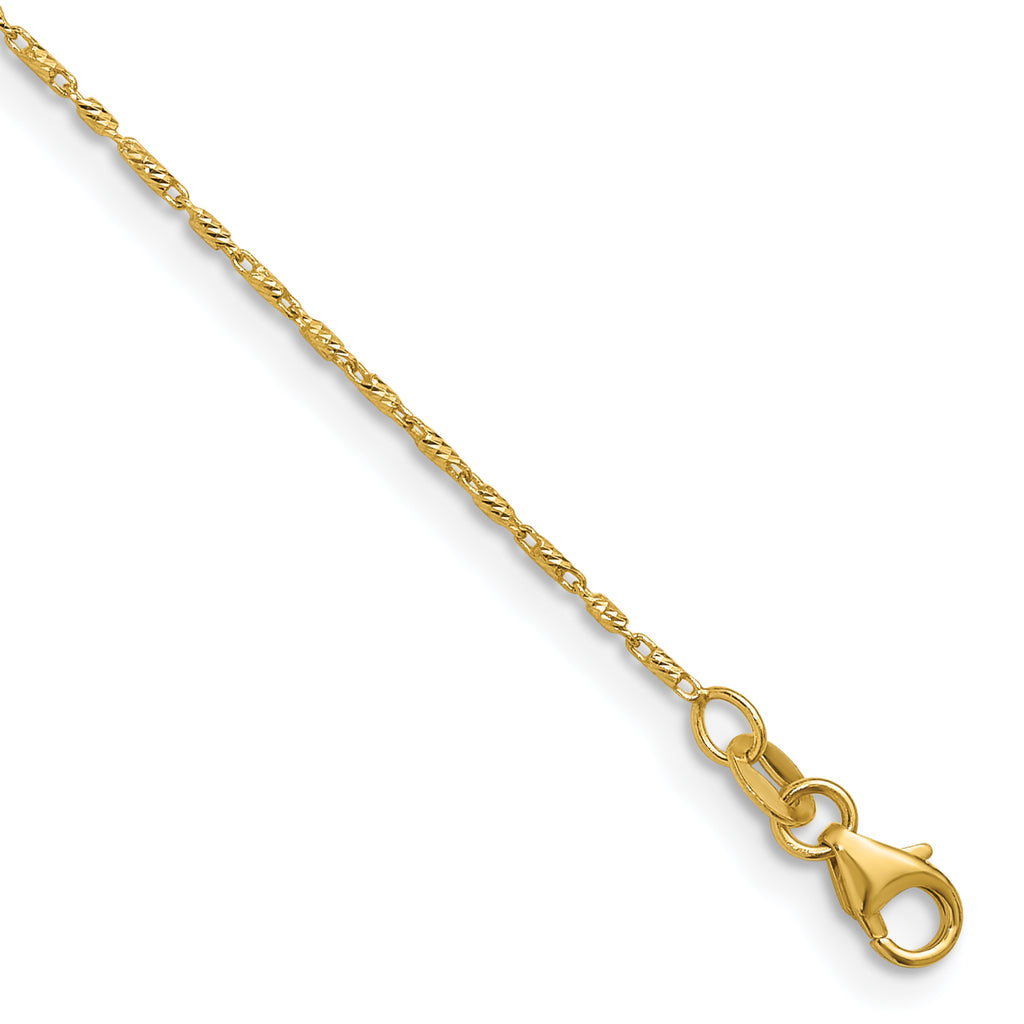 14K .90mm Polished and Diamond Cut Fancy Link Chain