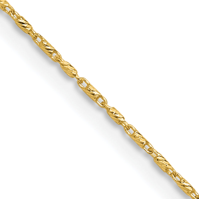 0.9mm 14K Yellow Gold Polished And Diamond-Cut Fancy Link Chain - Sophia Jewelers