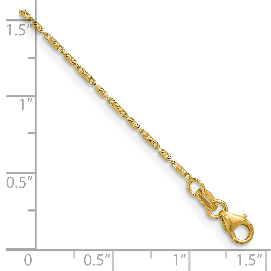 14K 1.00mm Polished and Diamond Cut Fancy Link Chain