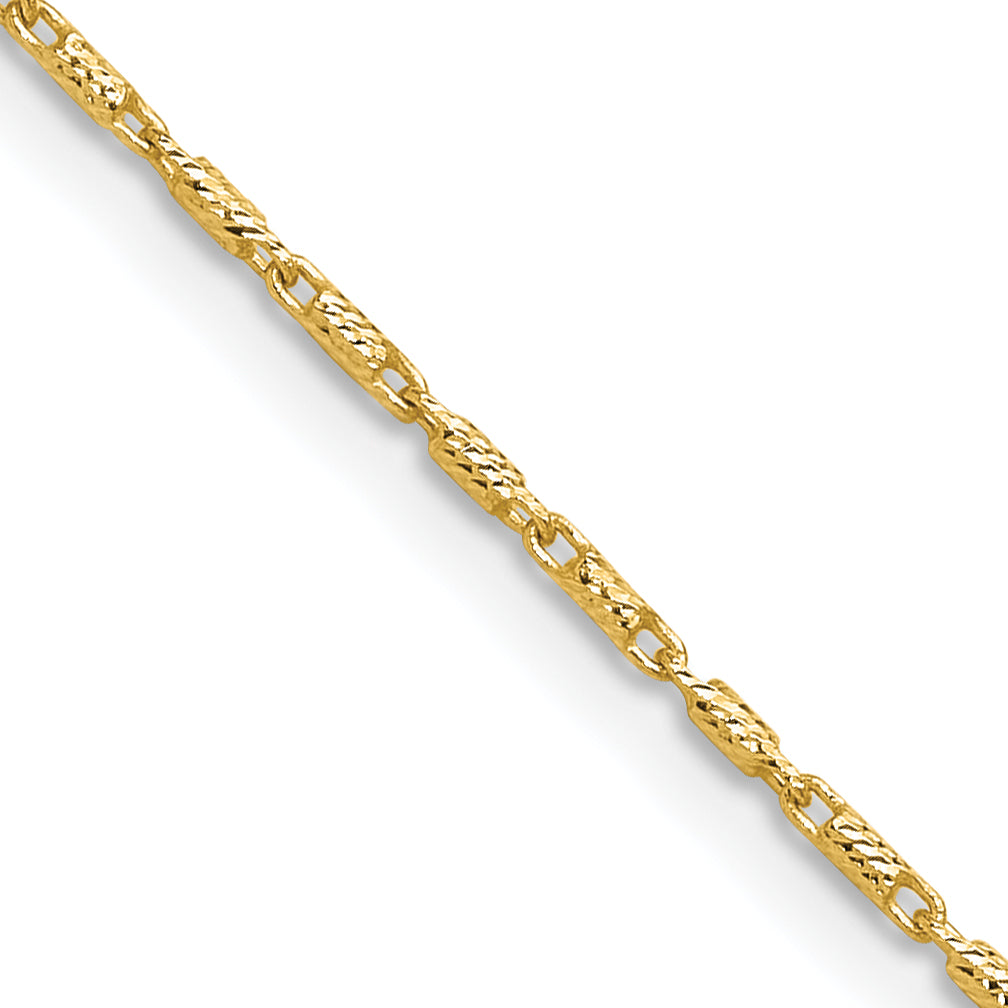 1.2mm 14K Yellow Gold Polished And Diamond-Cut Fancy Link Chain - Sophia Jewelers