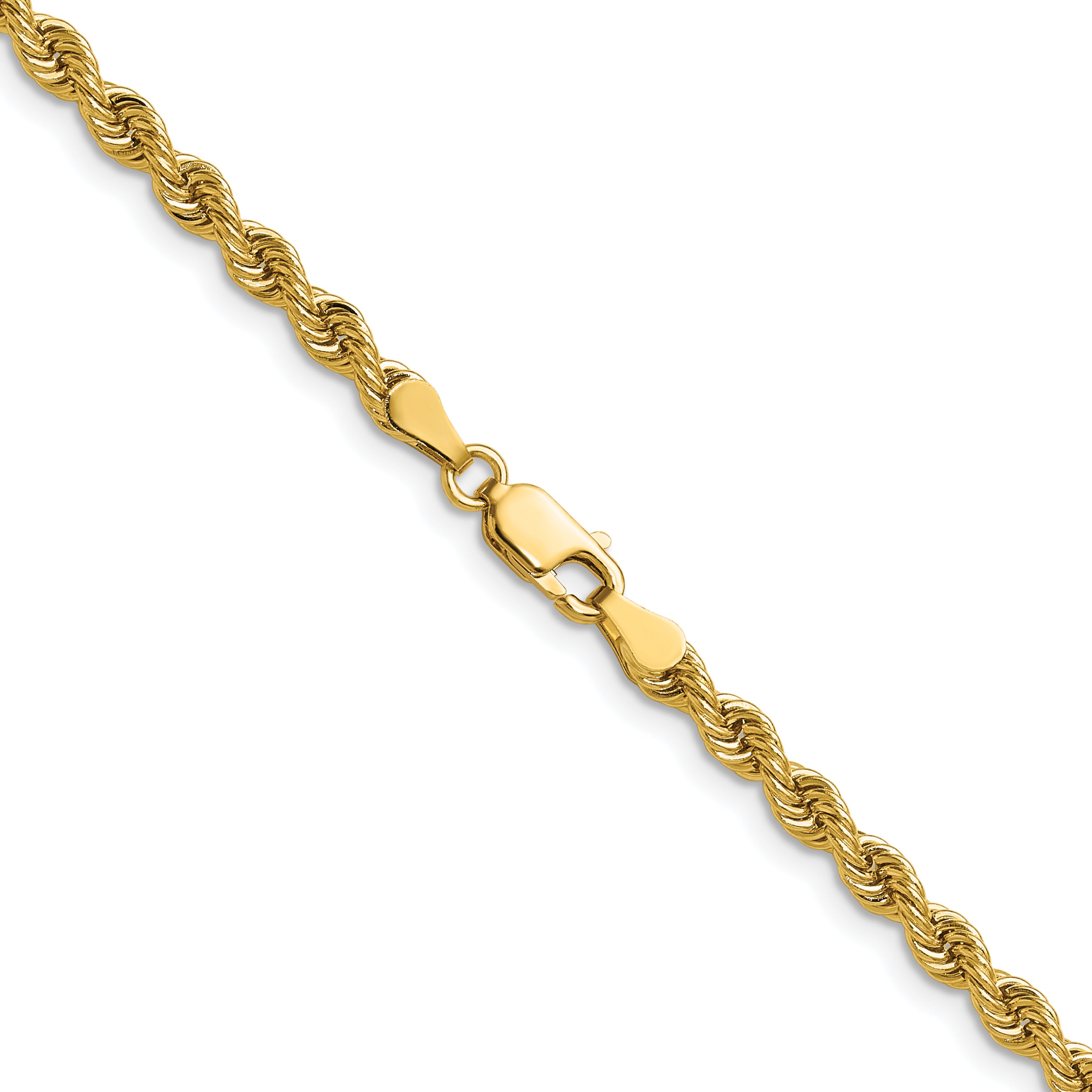 3.5mm 14K Yellow Gold Solid Rope Chain Secondary image