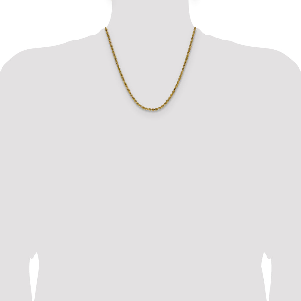 3.5mm 14K Yellow Gold Solid Rope Chain - Sophia Jewelers