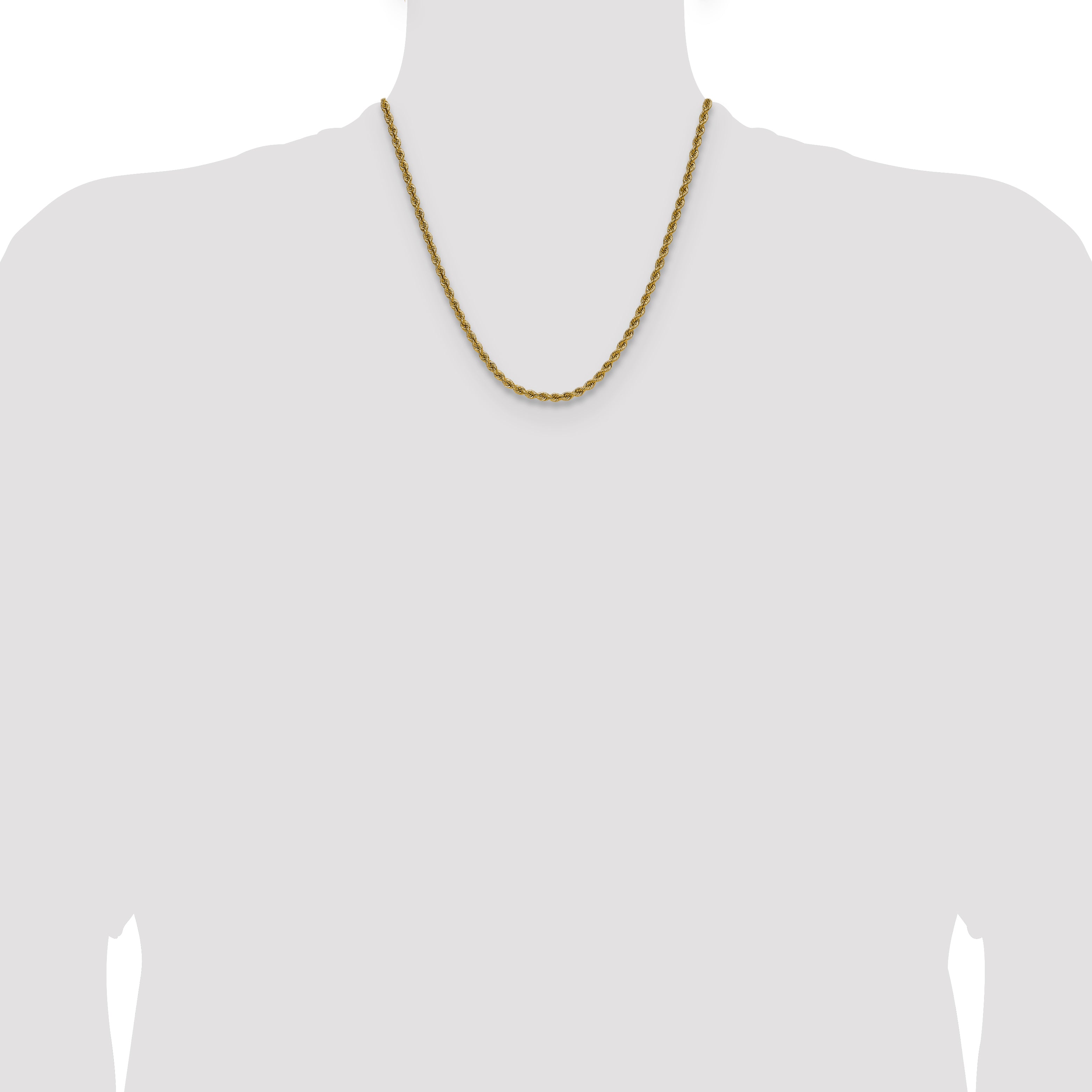 3.5mm 14K Yellow Gold Solid Rope Chain - Sophia Jewelers
