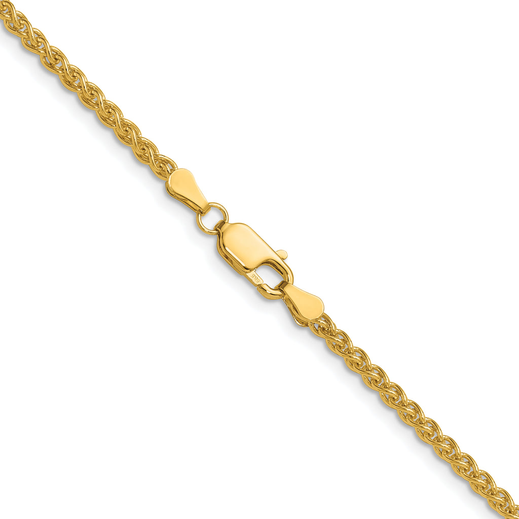 2.5mm 14K Yellow Gold Spiga Wheat Chain - Sophia Jewelers