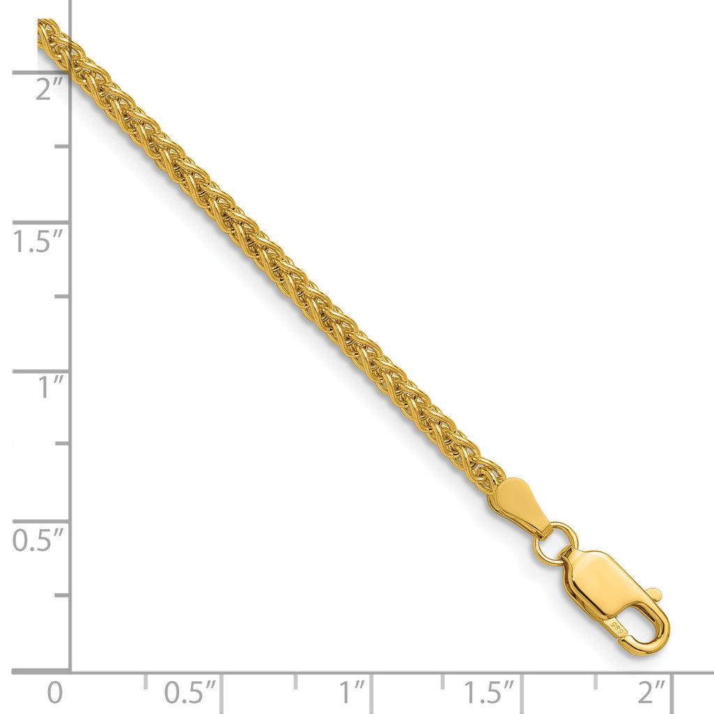 2.5mm 14K Yellow Gold Spiga Wheat Chain - Sophia Jewelers