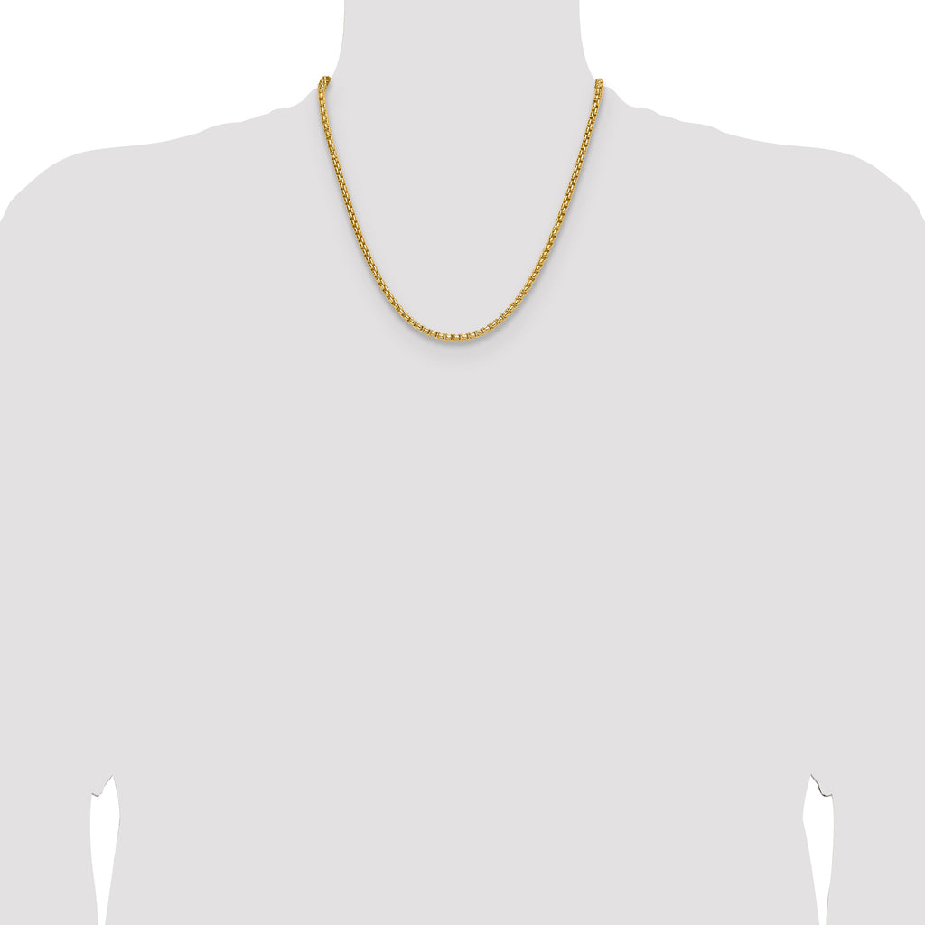 14K 3.7mm Semi-Solid D/C Round Box Chain