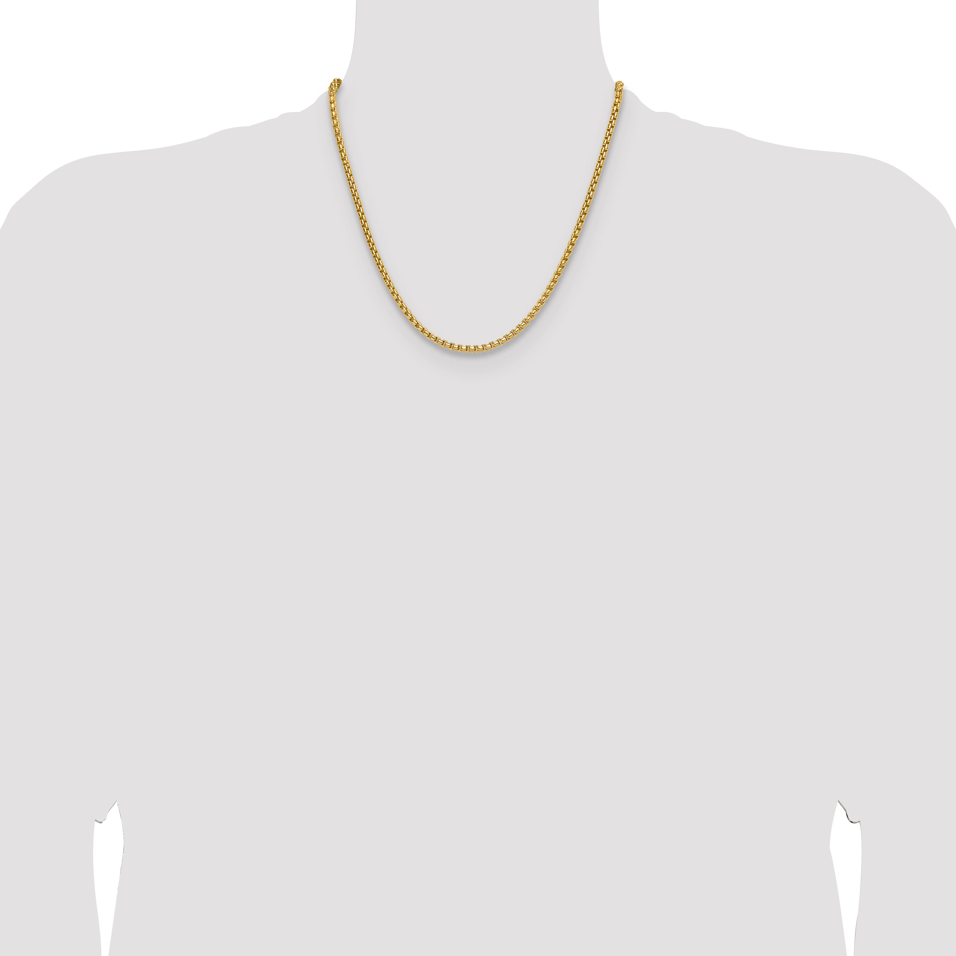 14K 3.7mm Semi-Solid D/C Round Box Chain