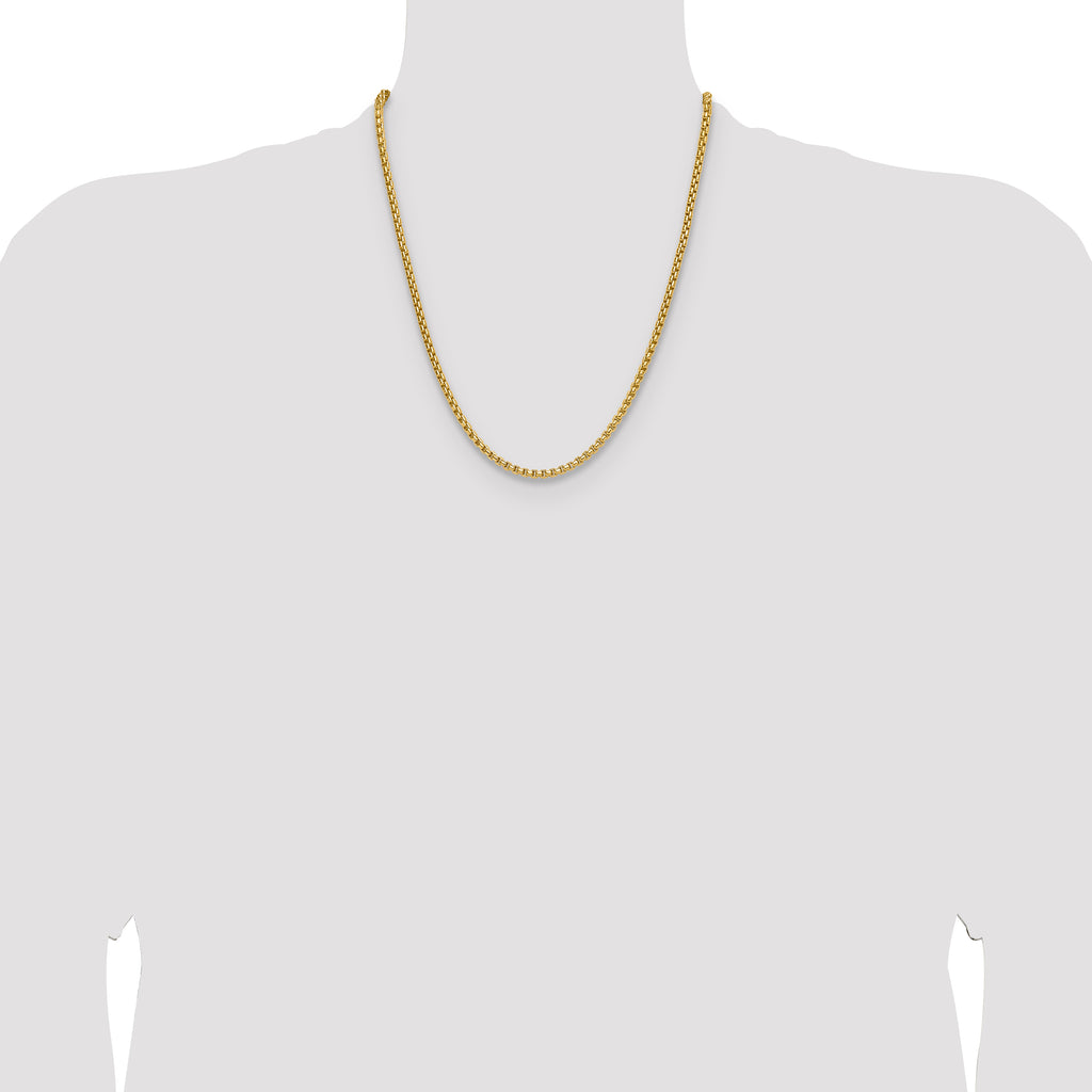 14K 3.7mm Semi-Solid D/C Round Box Chain