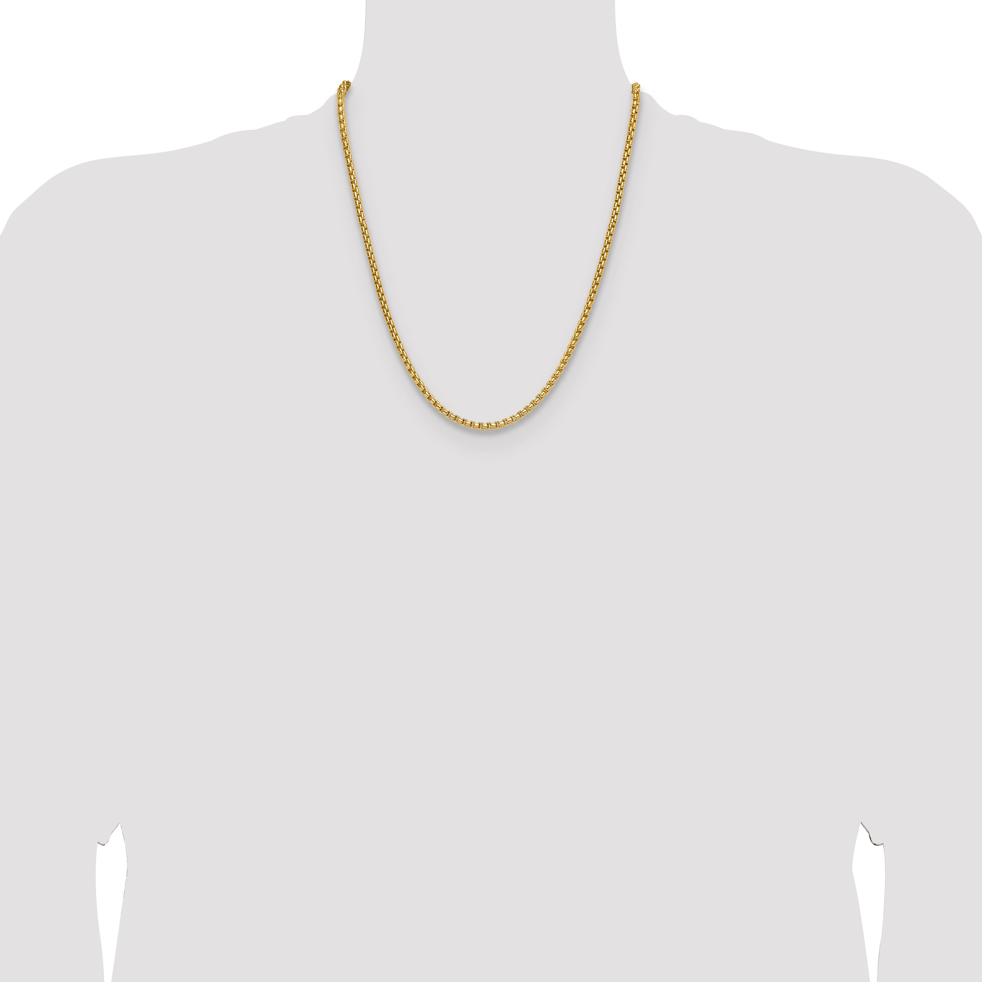 14K 3.7mm Semi-Solid D/C Round Box Chain